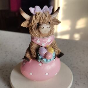 Easter Highland Cow Figurine